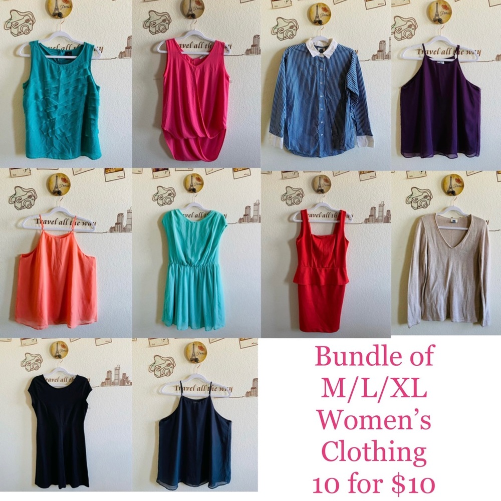 10 for $10 Bundle of Sweater Tops & Dress Sizes Medium Large & XL